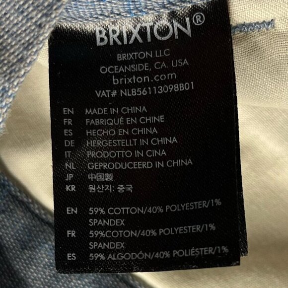 Brixton Shorts Mens Size 32 Toil II Chino Flat Front Walking Stretch Cotton Blue - Picture 8 of 11